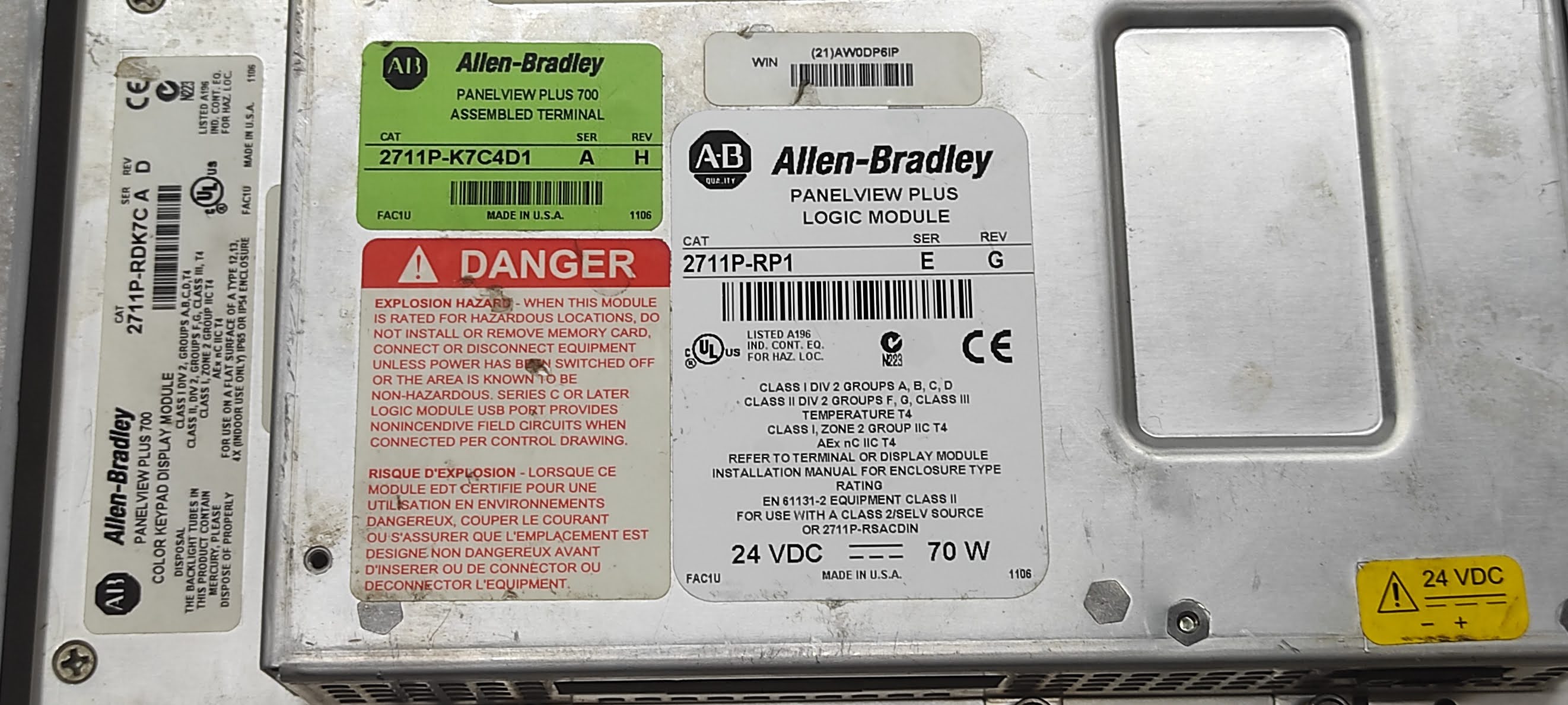 ALLEN BRADLEY PANELVIEW PLUS 700 2711P-RDK7C HMI 2711P-RP1