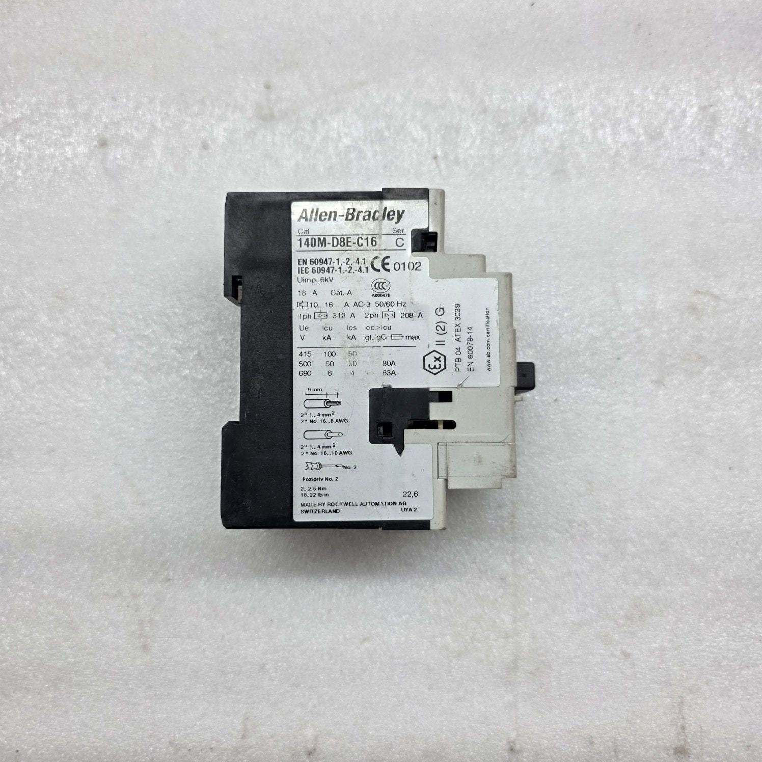 ALLEN BRADLEY CAT 140M-D8E-C16 MOTOR CIRCUIT PROTECTOR 10-16 A