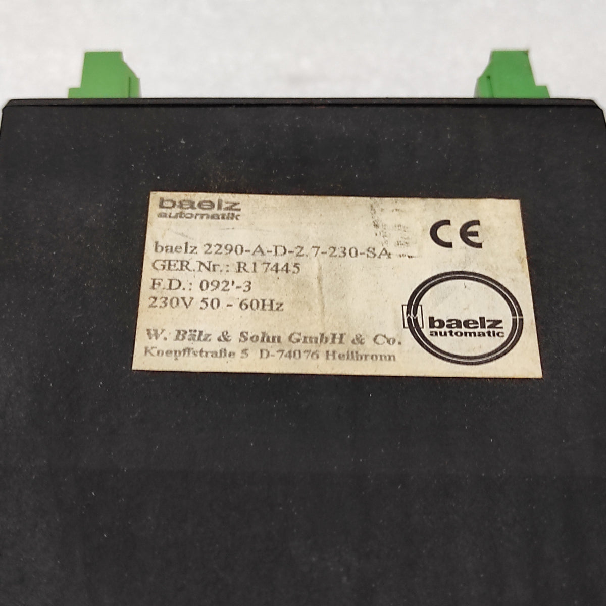 BAELZ AUTOMATIC WBS 2290 TEMPERATURE CONTROLLER BAELZ 2290-A-D-2.7-230-SA 230V