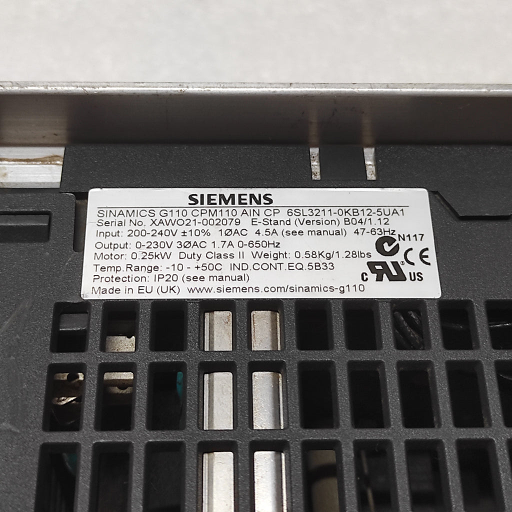 SIEMENS SINAMICS G110 CPM110 0.25 kW 6SL3211-0KB12-5UA1