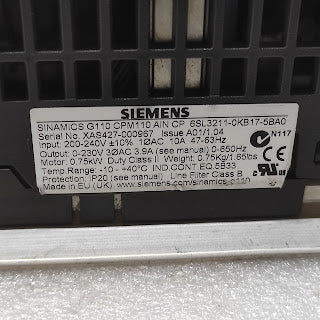 SIEMENS SINAMICS G110 CPM110 0.75kW DRIVE 6SL3211-0KB17-5BA0 200-240V