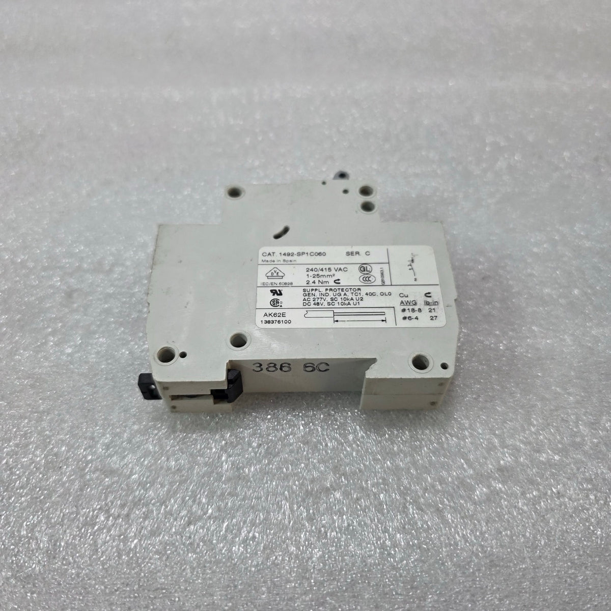 ALLEN BRADLEY 1492-SP1C060 6A 1-POLE TYPE C MCB 240V 415V 10kA INDUSTRIAL CIRCUI