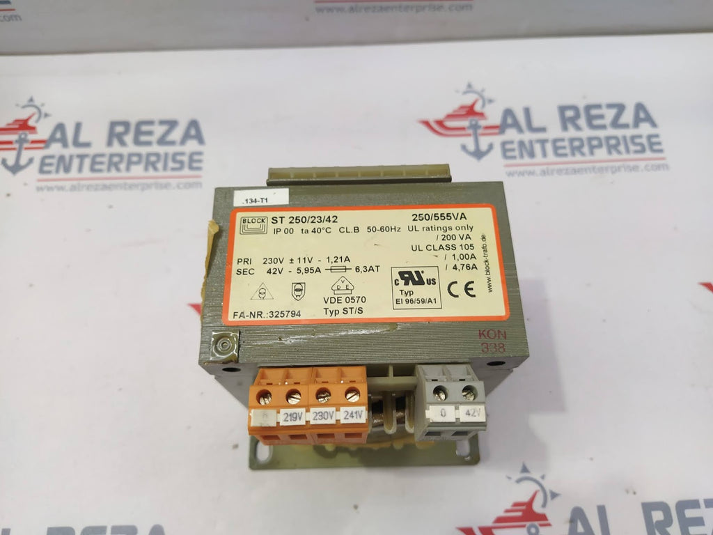 BLOCK ST 250/23/42 TRANSFORMER PRI 230V SEC 42V