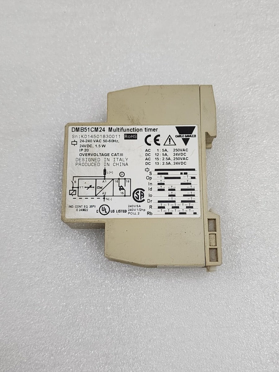 CARLO GAVAZZI DMB51CM24 MULTIFUNCTION TIMER 24-240VAC / 24VDC