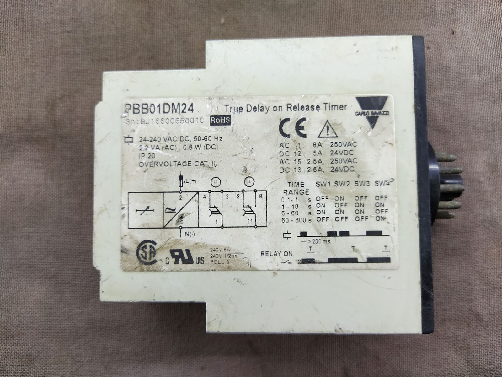 Carlo Gavazzi PBB01DM24 DPDT Delay on Release Timer