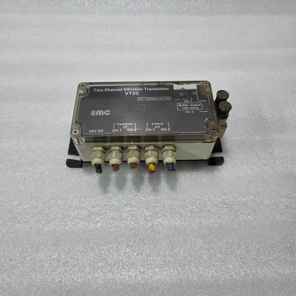 CMC VT2C TWO CHANNEL VIBRATION TRANSMITTER 24VDC 4-20mA TLT PRE-OWNED