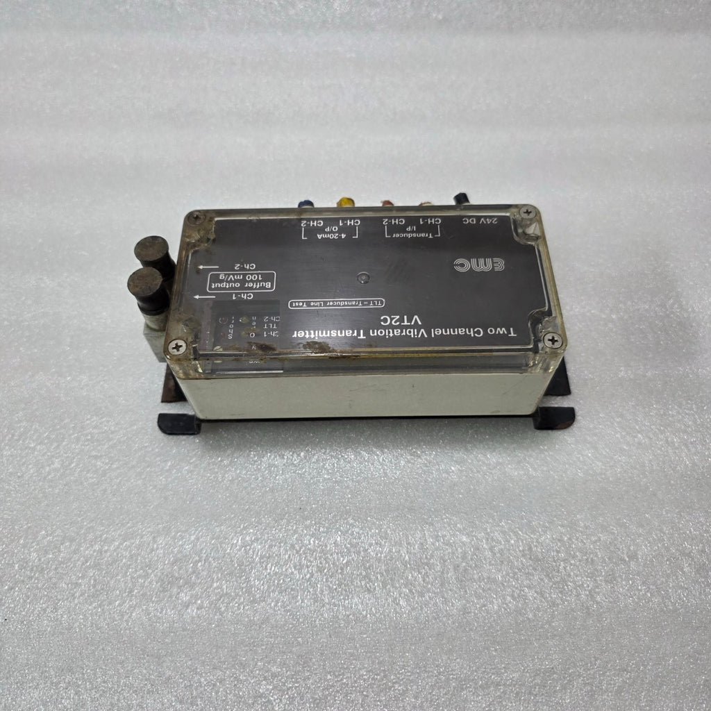 CMC VT2C TWO CHANNEL VIBRATION TRANSMITTER 24VDC 4-20mA TLT PRE-OWNED