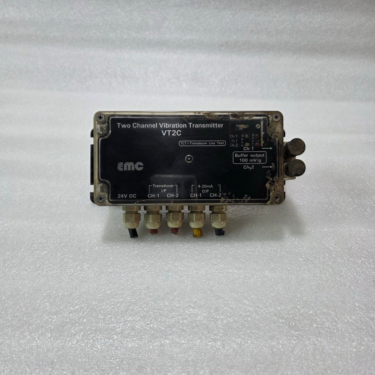 CMC VT2C TWO CHANNEL VIBRATION TRANSMITTER 24VDC 4-20mA TLT PRE-OWNED