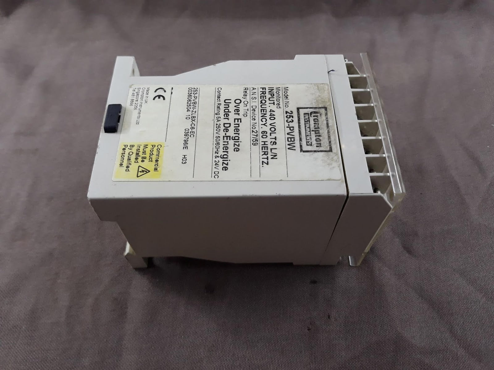 Crompton Protector 253-PVBW Frequency Relay 253 PVBW