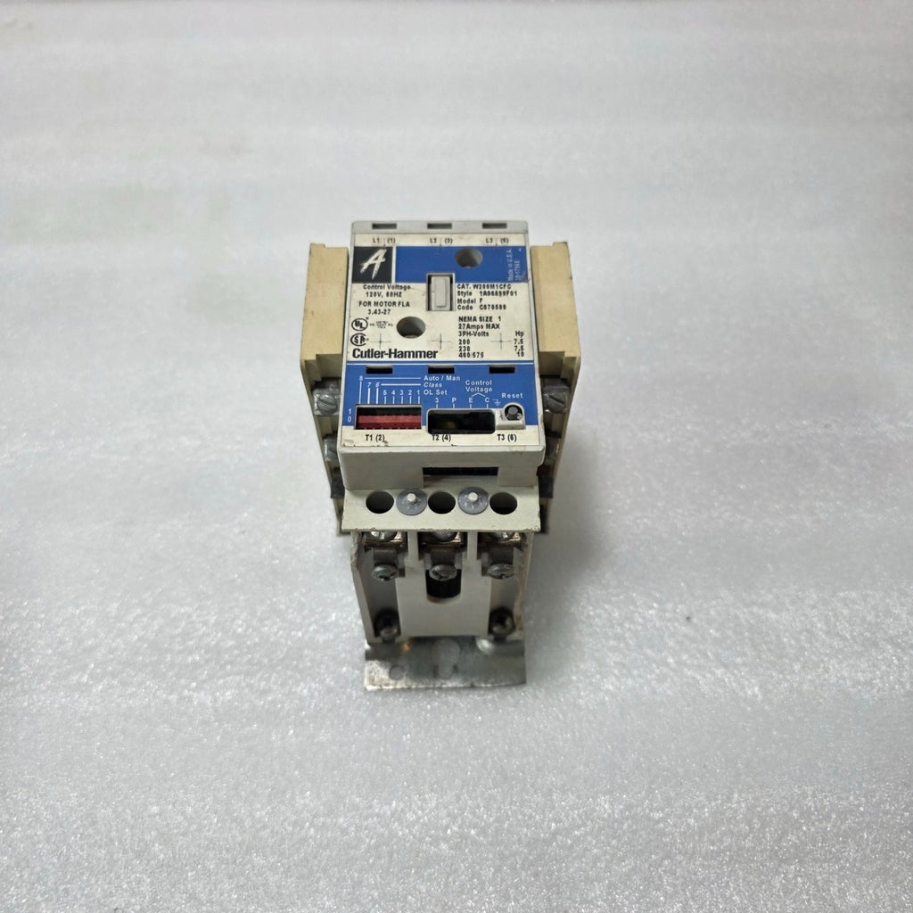 CUTLER HAMMER W200M1CFC MOTOR STARTER | NEMA SIZE 1 | 120V COIL | 3.43–27 FLA