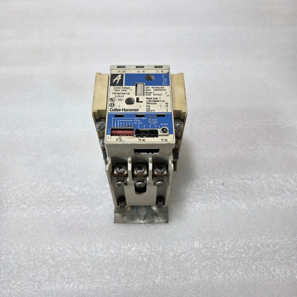 CUTLER HAMMER W200MLCFC MOTOR STARTER | NEMA SIZE 1 | 120V COIL | 0.5–3.8 FLA |