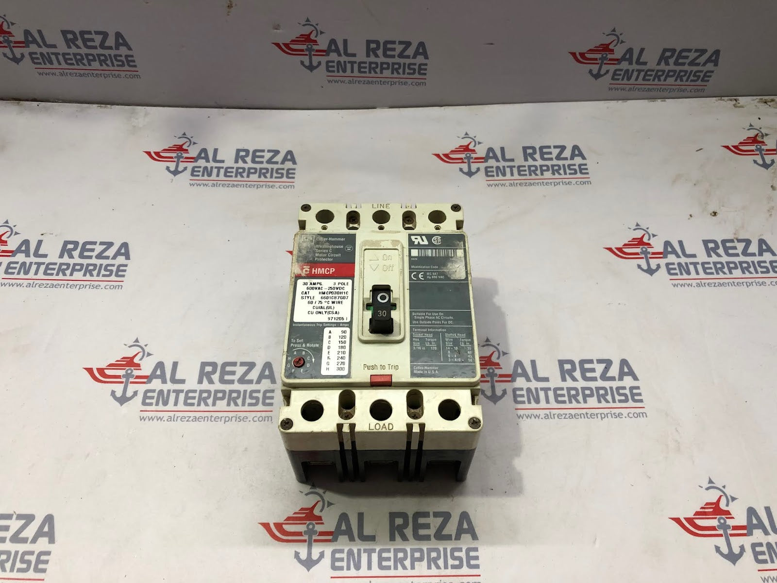 CUTLER HAMMER HMCP CIRCUIT BREAKER HMCP030H1C 30AMP 3POLE 600VAC/250VDC