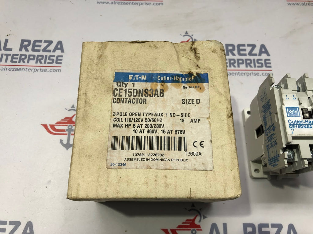 EATON CUTLER-HAMMER CE15DNS3AB 3-POLE CONTACTOR 18A 110-120V CE15DNS3