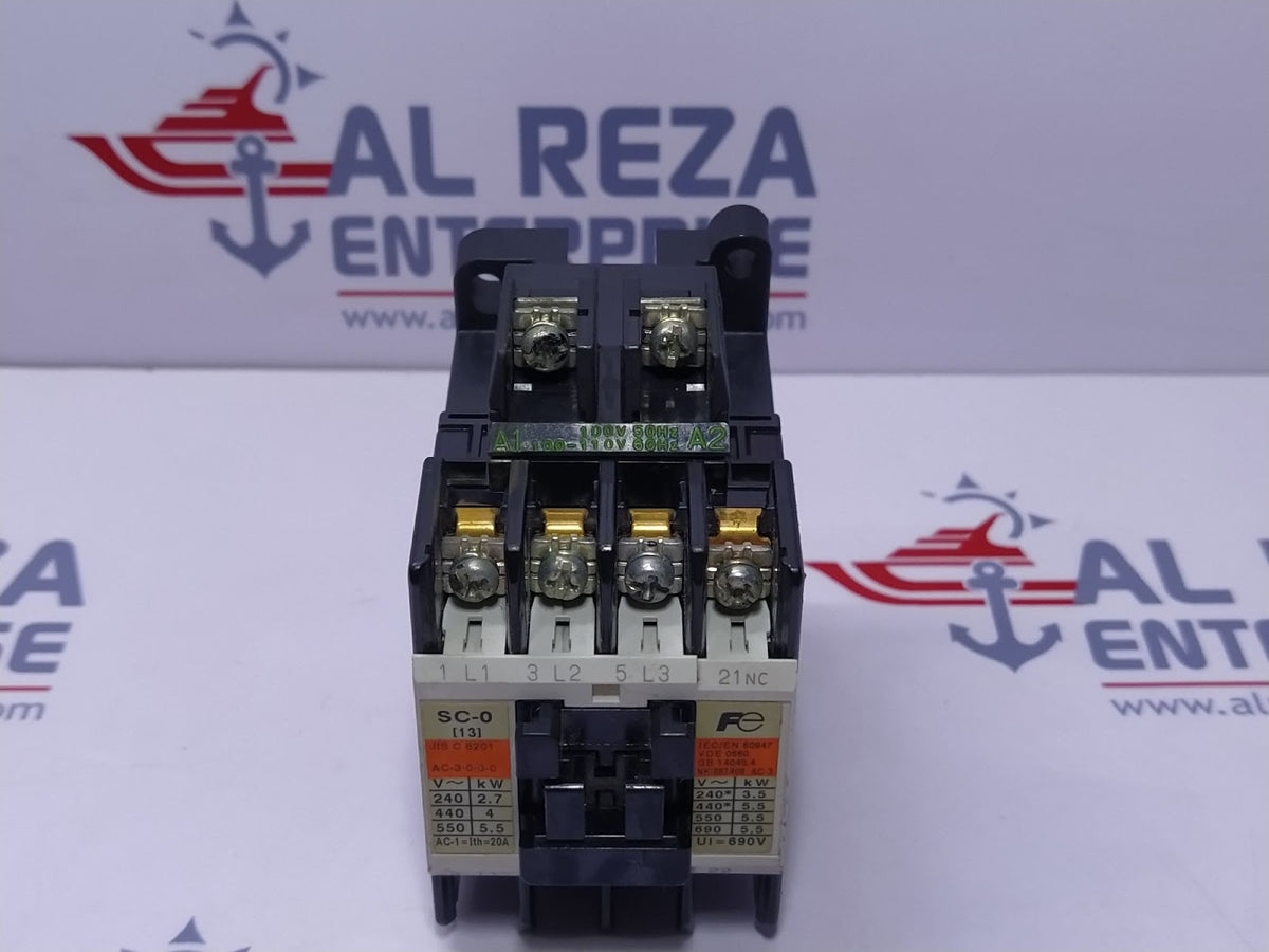 FUJI ELECTRIC SC-0 MAGNETIC CONTACTOR 3-POLE 20A MOTOR CONTACTOR, COIL 100-110V