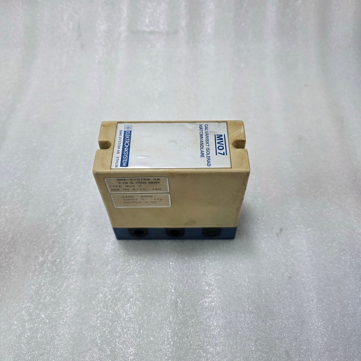 GME SYSTEM AB MVO 7 SIGNAL ISOLATOR 0–10V TO 0–5V CONVERTER | GALVANIC ISOLATION