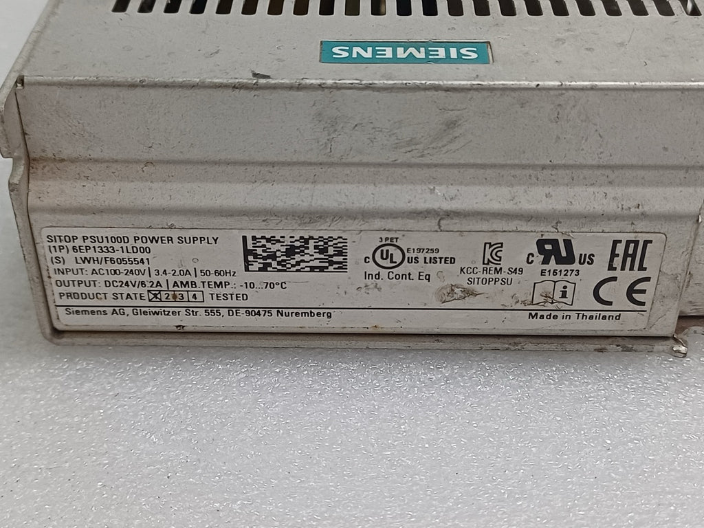 SIEMENS AG 6EP1333-1LD00 INDUSTRIAL POWER SUPPLY 24V DC 6.2A