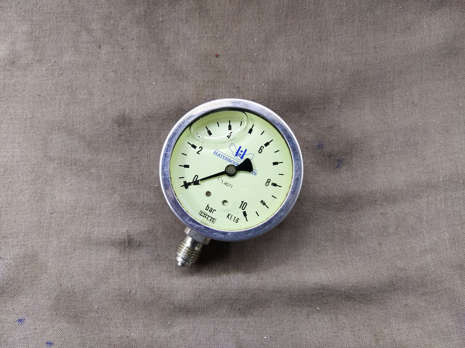 Hatenboer Water ENFM  C 1.4571 Pressure Gauge 10 BAR KI. 1.6