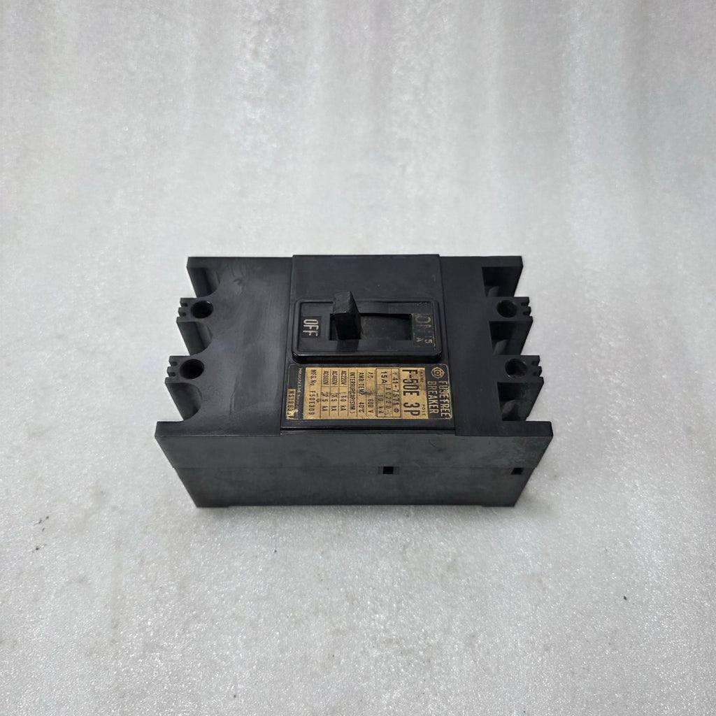 HITACHI F-50E 15A 3 POLE MCCB FUSE FREE BREAKER | 600V AC | INDUSTRIAL CIRCUIT P
