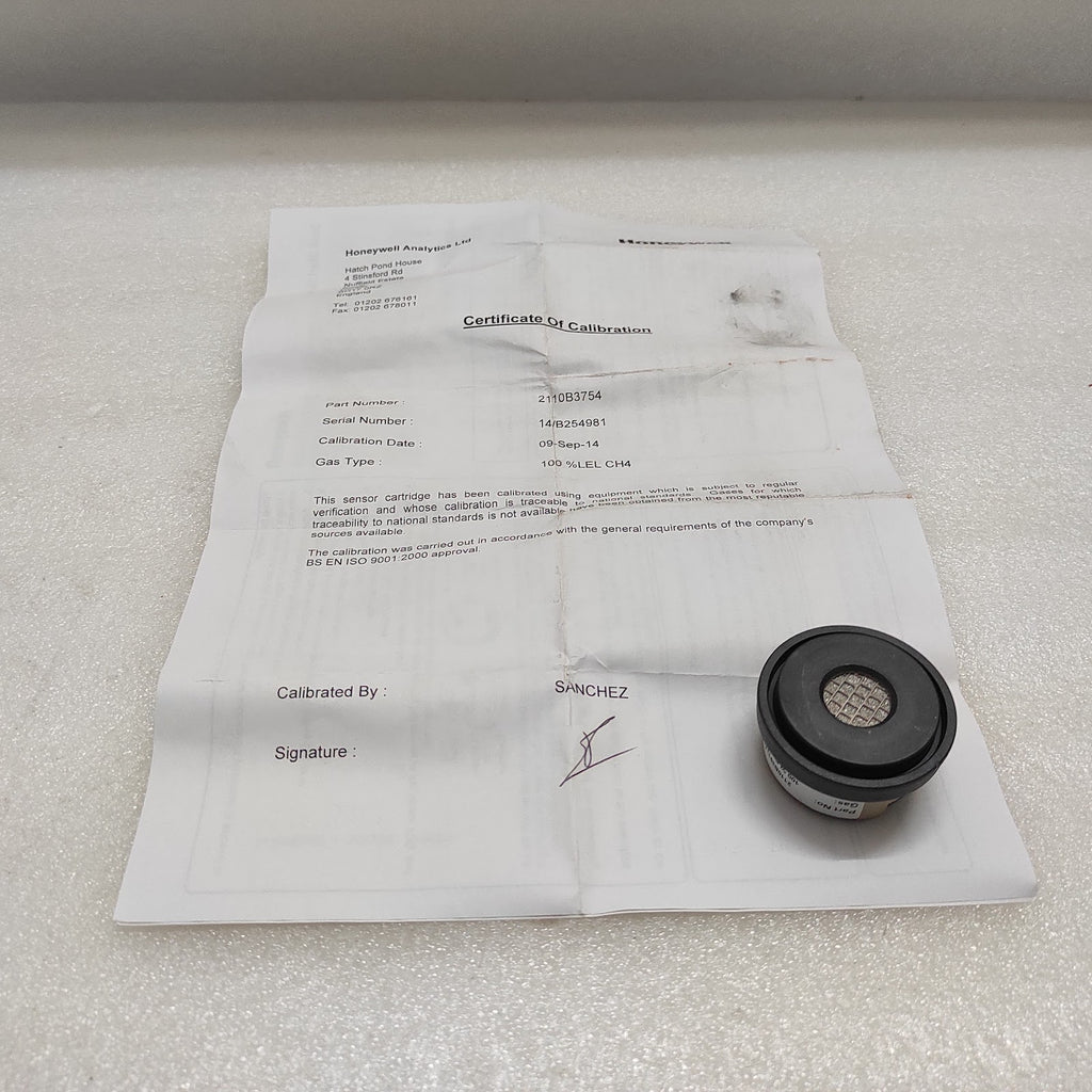 HONEYWELL 2110B3754 SENSOR 100% LEL CH4 OUT OF CALIBRATION