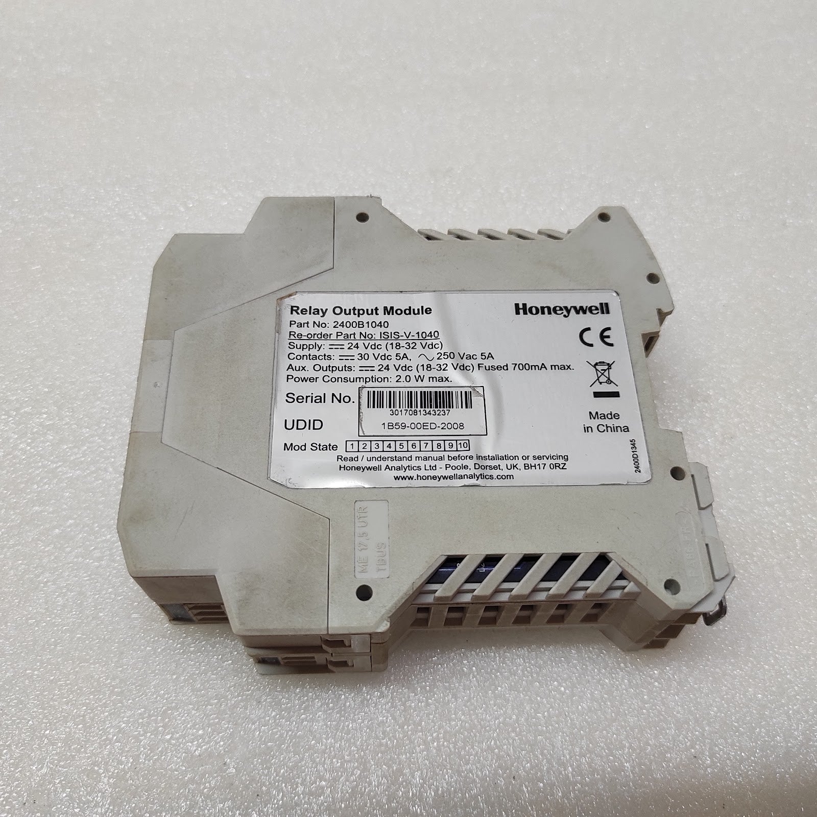 HONEYWELL ISIS-V-1040 RELAY OUTPUT MODULE 2400B1040 24VDC