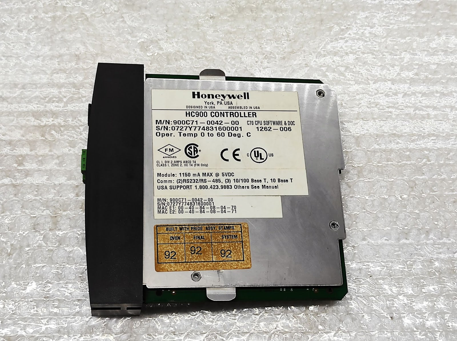Honeywell HC900 Controller 900C71-0042-00 C70 CPU 900C71004200