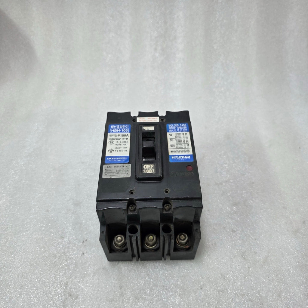 HYUNDAI HBH-103 MOLDED CASE CIRCUIT BREAKER 3P 100A 660V MCCB 18KA