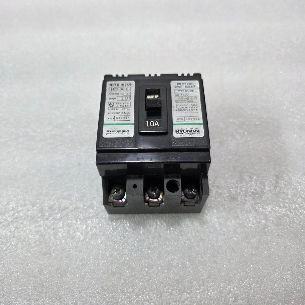 HYUNDAI HO-30E 10A 3 POLE MOLDED CASE CIRCUIT BREAKER MCCB AC460V