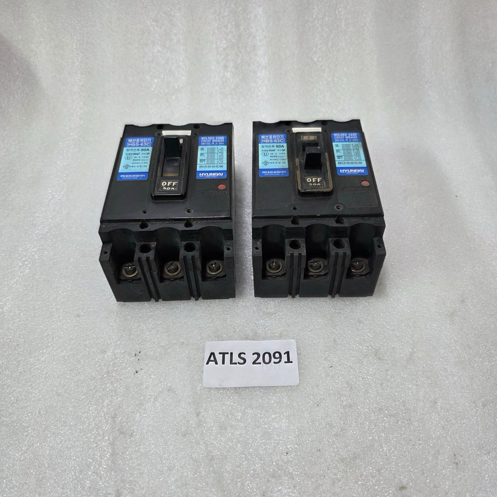HYUNDAI HBS-63C MOLDED CASE CIRCUIT BREAKER 3P 50A 660V MCCB