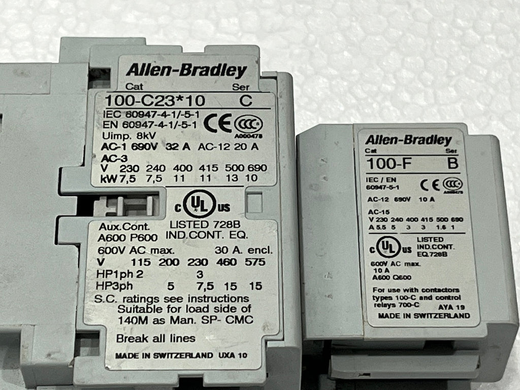 ALLEN BRADLEY CAT 100-C23-10 32A MAGNETIC CONTACTOR COIL VOLTAGE 230V 100-F