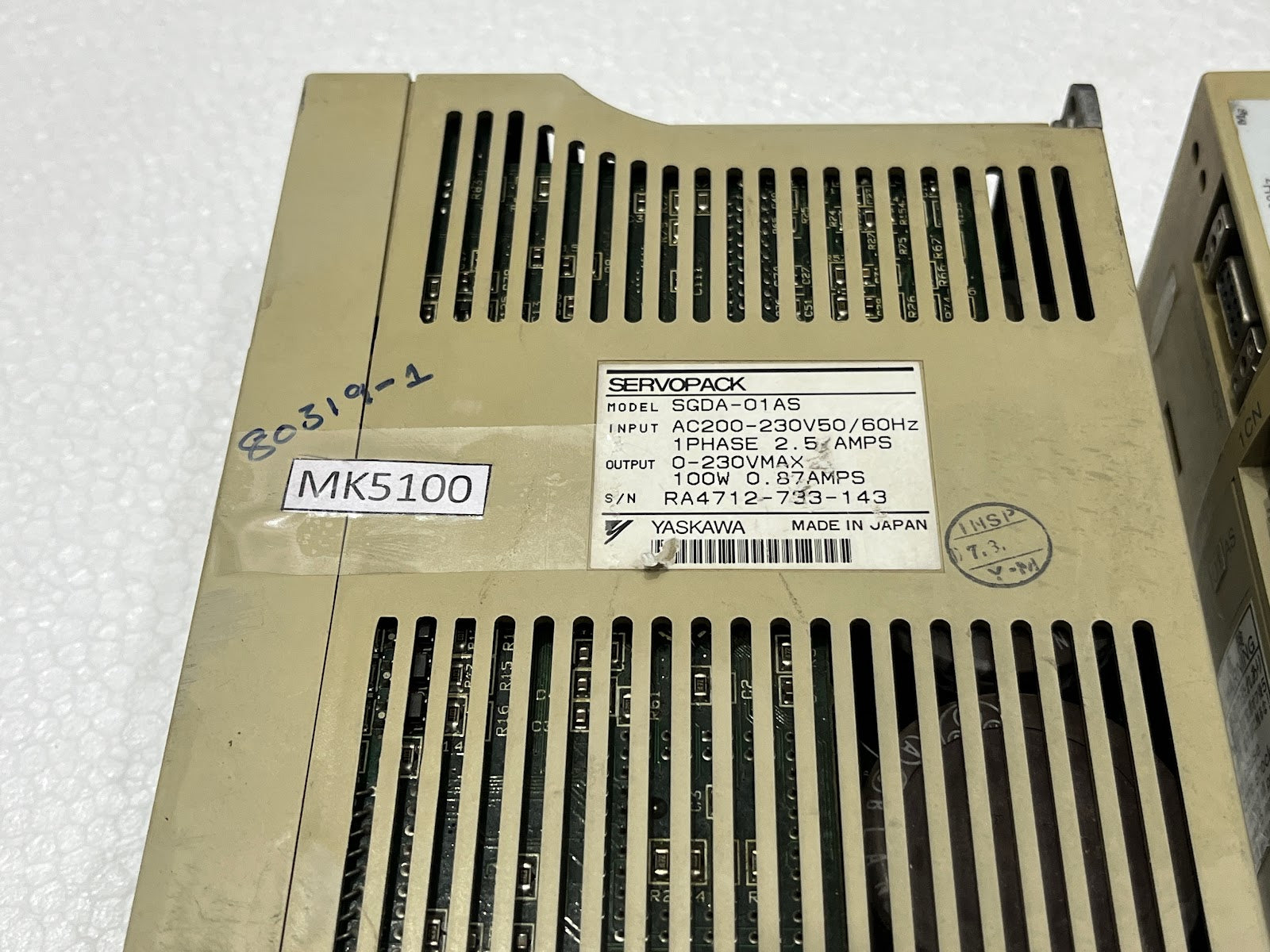 YASKAWA SGDA-01AS AC SERVOPACK SERVO DRIVE FRONT COVER BROKEN