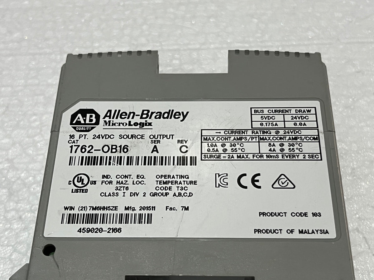 ALLEN BRADLEY CAT 1762-OB16 SER A SOLID STATE OUTPUT MODULE
