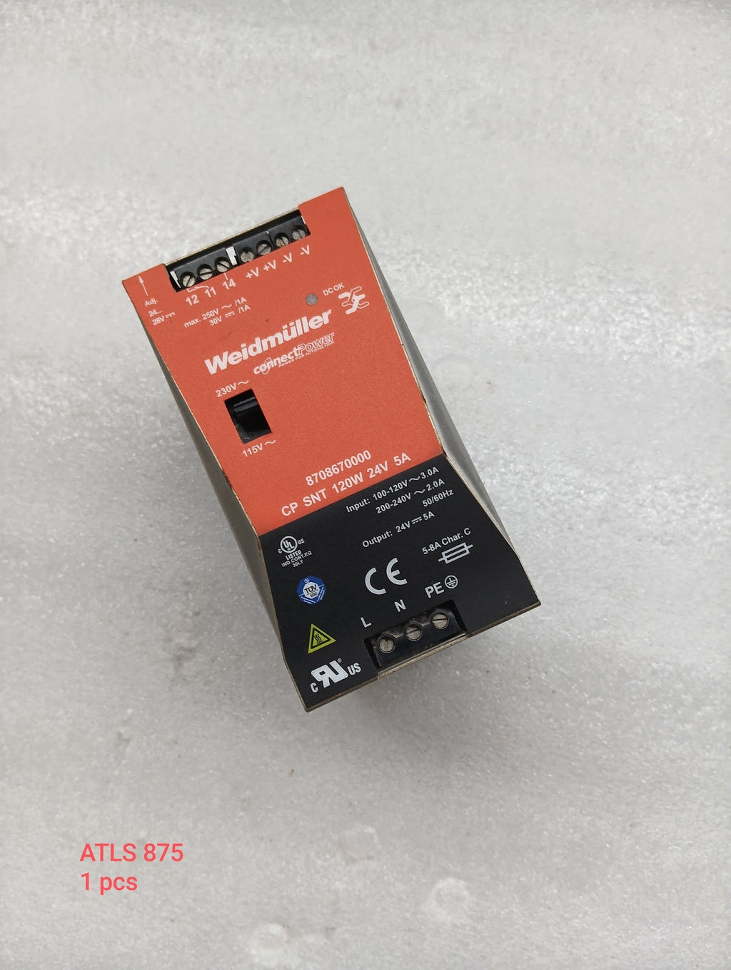 WEIDMULLER CP SNT 120W 24V 5A POWER SUPPLY 8708670000