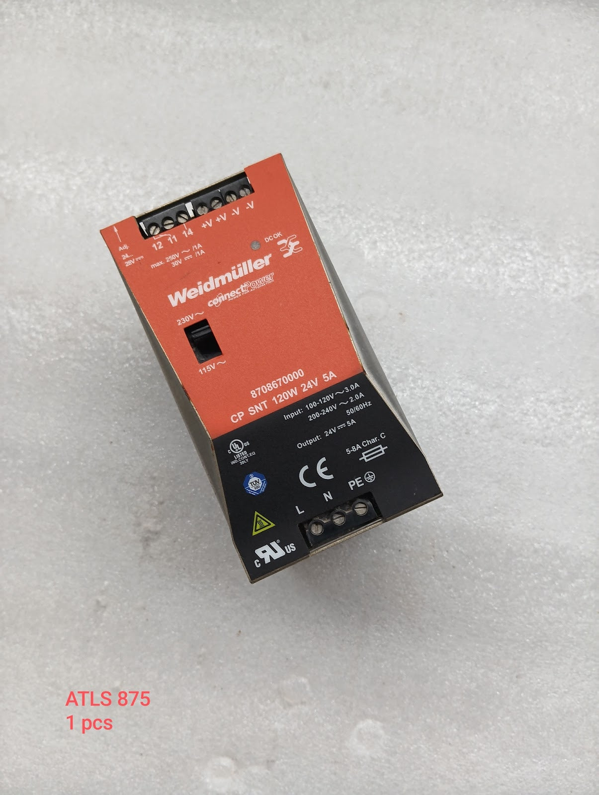 WEIDMULLER CP SNT 120W 24V 5A POWER SUPPLY 8708670000