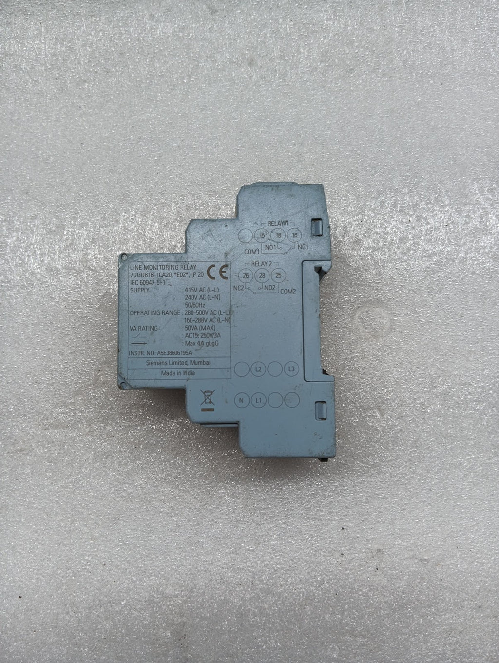 SIEMENS 7UG0818-1CA20 LINE MONITORING RELAY 415/240VAC