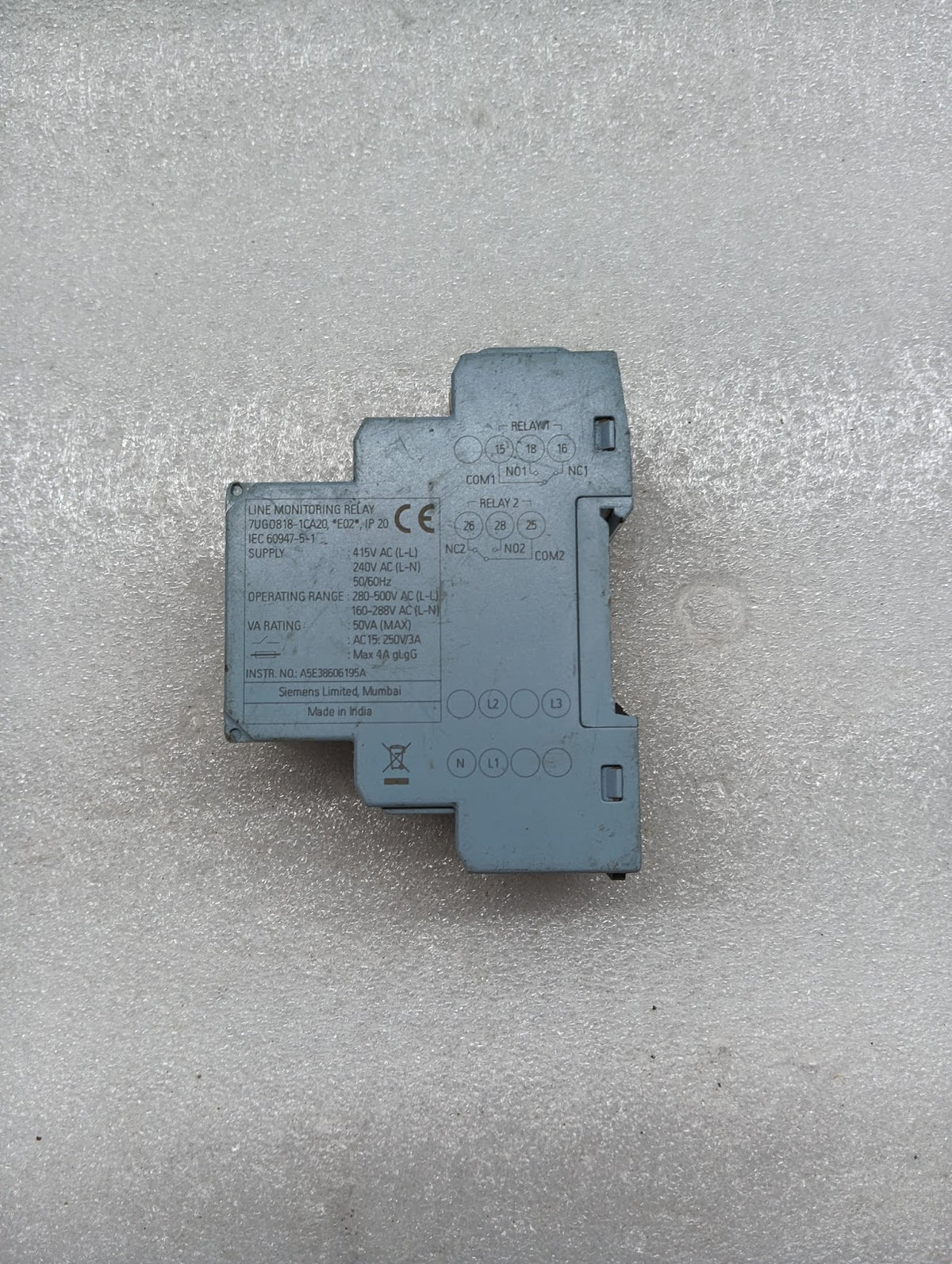 SIEMENS 7UG0818-1CA20 LINE MONITORING RELAY 415/240VAC