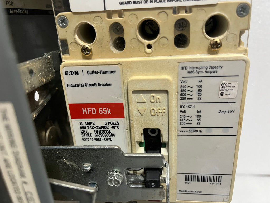 ALLEN BRADLEY CAT 2193FZ-AKC-32CM X CIRCUIT BREAKER FEEDER BUCKET  HFD65K 15A