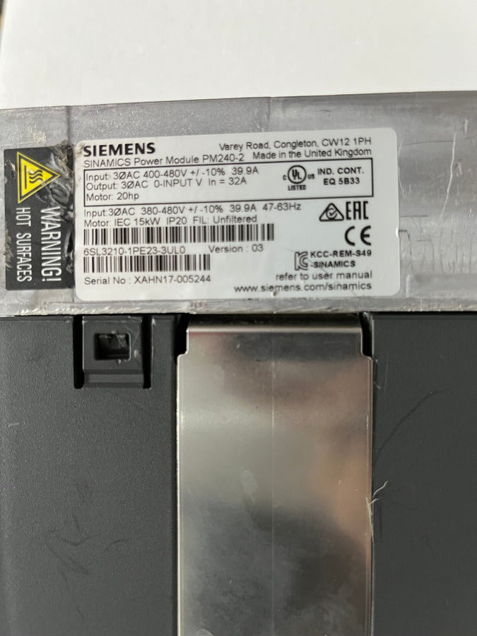 SIEMENS PM240-2 SINAMICS POWER MODULE 15KW 6SL3210-1PE23-3UL0 FREQUENCY MADE UK