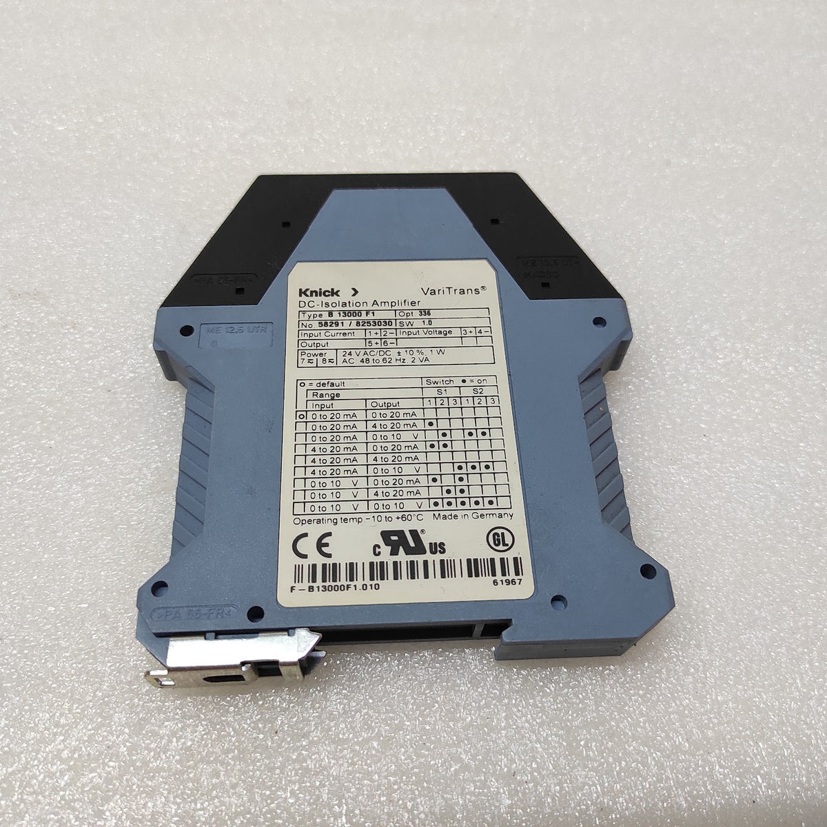 KNICK B13000F1 DC ISOLATION AMPLIFIER UIW