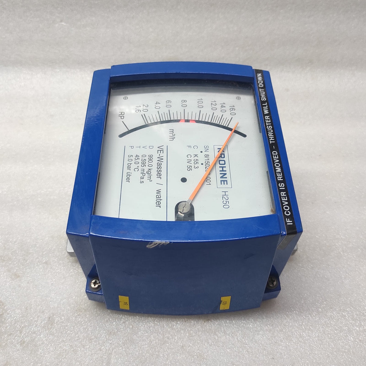 KROHNE H250 VARIABLE AREA FLOWMETER H250/RR/M9/K2 78BAR