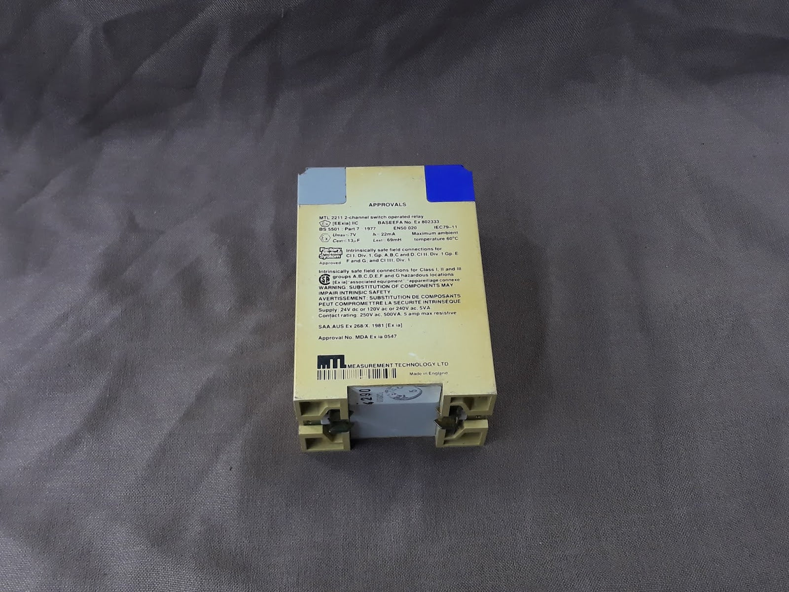 MEASUREMENT TECHNOLOGY MTL 2211 2 CHANNEL INPUT SWITCH RELAY 240V AC MTL2211