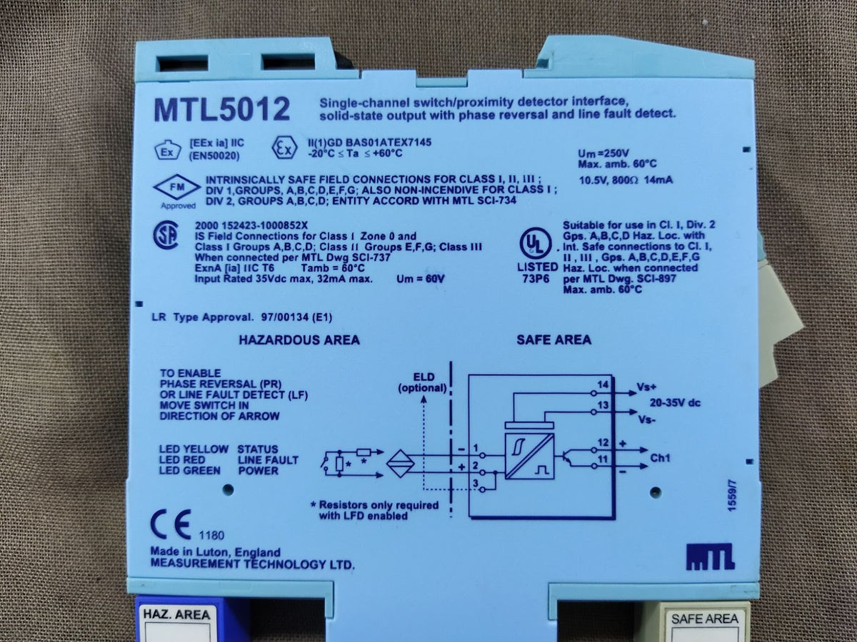 Measurement Technology MTL 5012 Switch-Proximity Detector Interface MTL5012