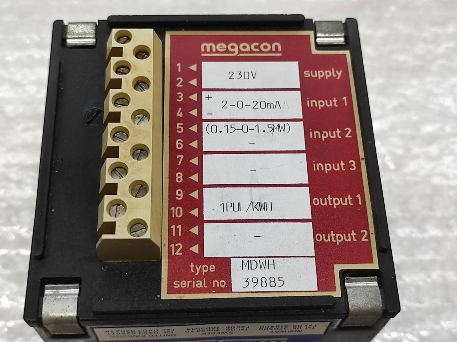 MEGACON MDWH kWh METER 230V