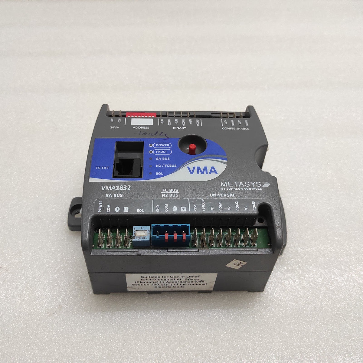 METASYS VMA1832 CONTROLLER 37-00610-00080 24VAC JOHNSON CONTROLS FOR PARTS ONLY