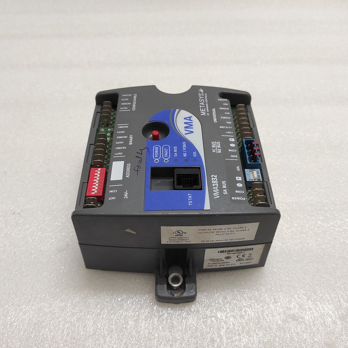 METASYS VMA1832 CONTROLLER 37-00610-00080 24VAC JOHNSON CONTROLS FOR PARTS ONLY