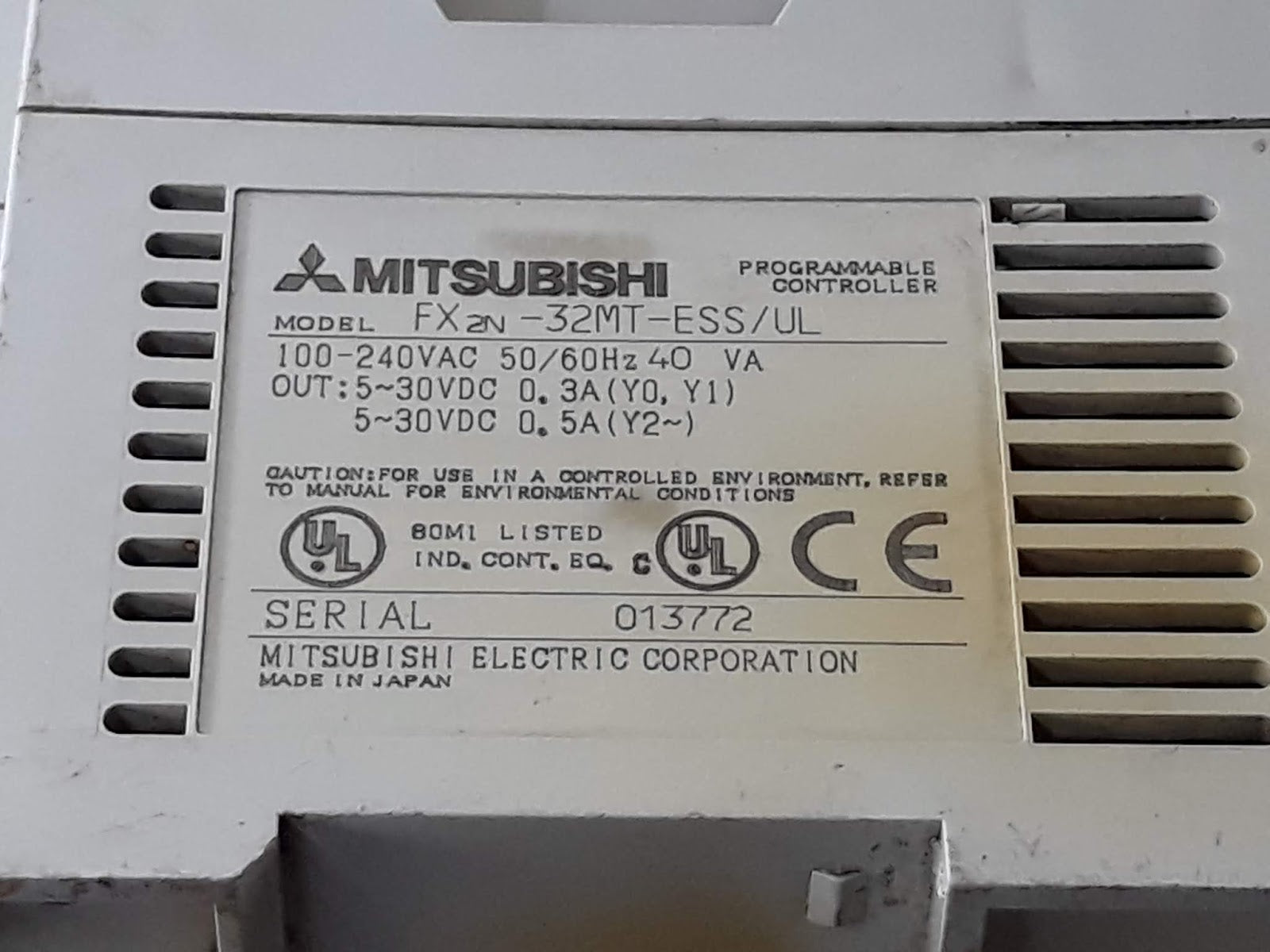 MITSUBISHI FX2N-32MT-ESS/UL WITHOUT CONNECTOR