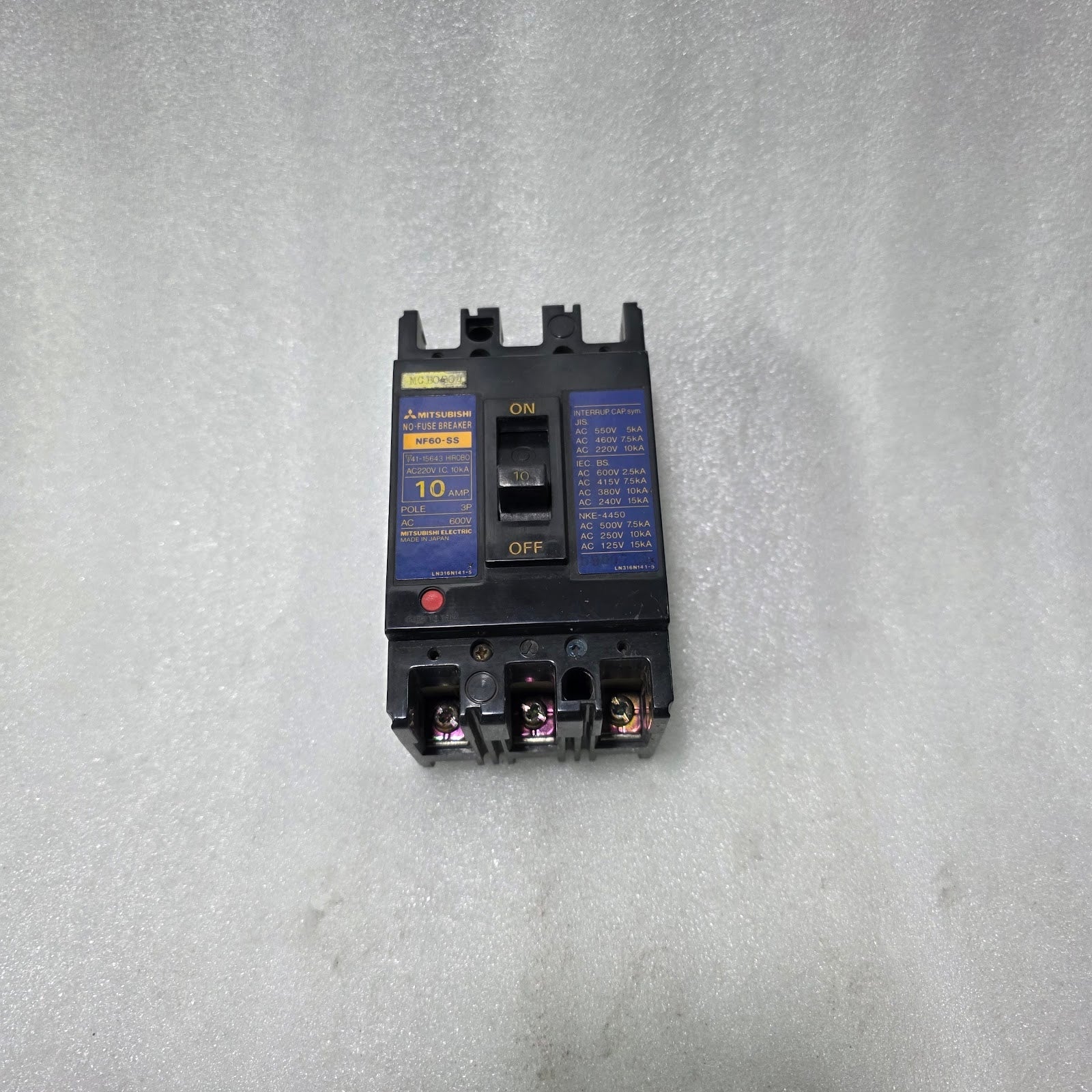 MITSUBISHI NF60-SS 10A 3 POLE MCCB NO-FUSE BREAKER | 600V | 10KA @ 220V | MADE I