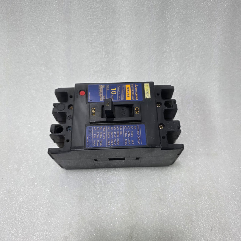 MITSUBISHI NF60-SS 10A 3 POLE MCCB NO-FUSE BREAKER | 600V | 10KA @ 220V | MADE I