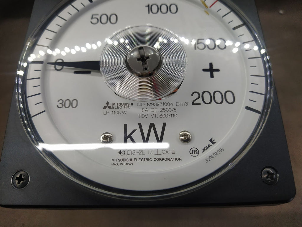 Mitsubishi LP-110NW Watt Meter Power Meter 0-2000kW CT 2500/5 VT 600/110 110V 5A