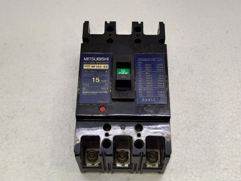 Mitsubishi NF100-SS No-Fuse Breaker 15A 3P 660V NF100SS