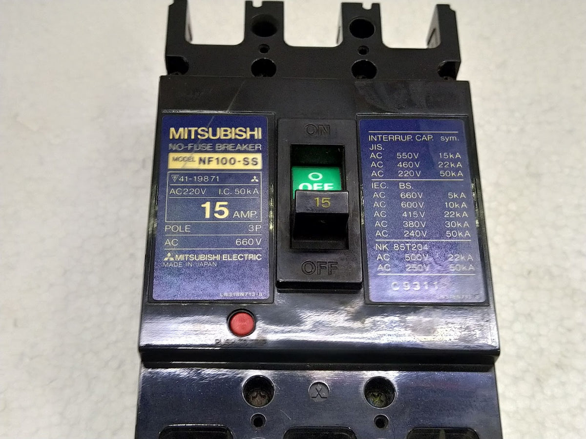 Mitsubishi NF100-SS No-Fuse Breaker 15A 3P 660V NF100SS